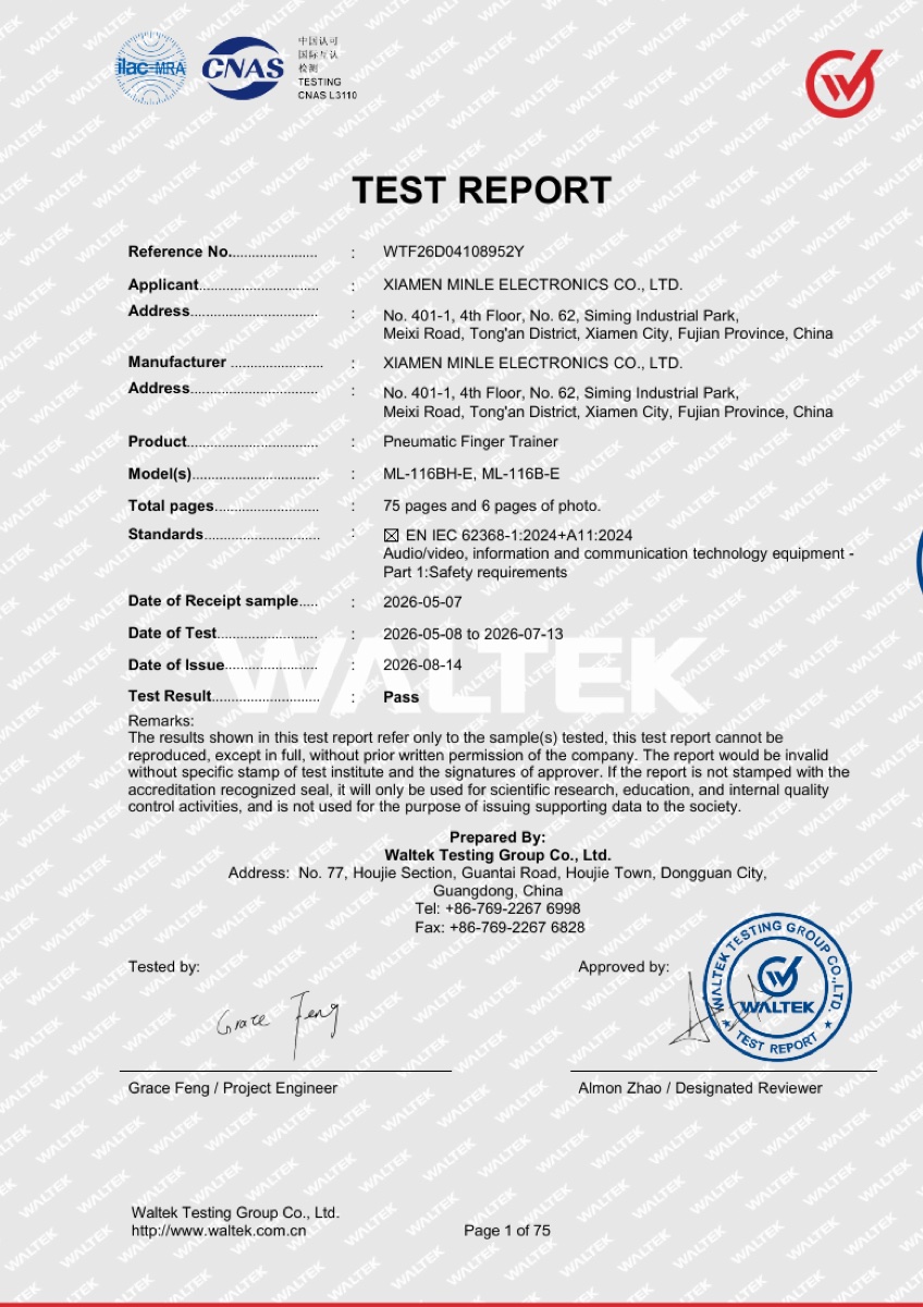 ML116BH-E / ML116B-E · Safety test report